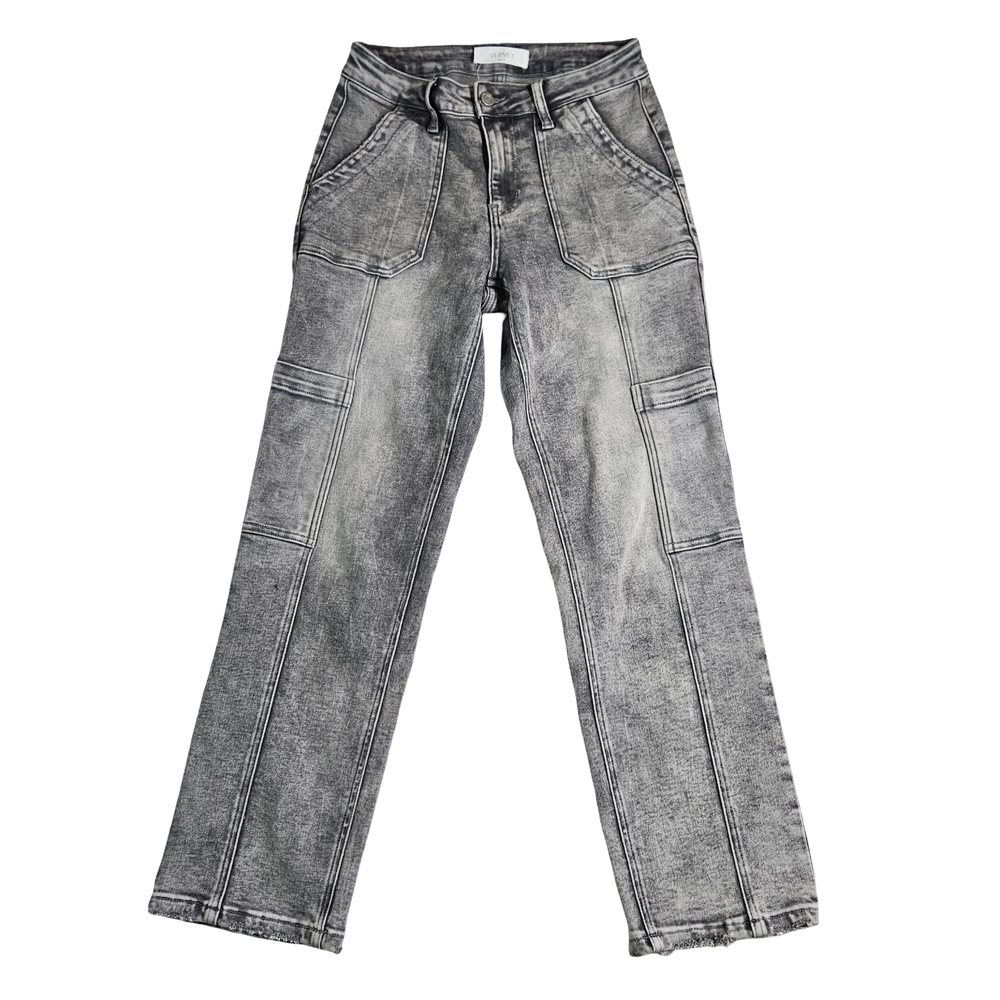 Vervet Distressed Wash Cargo Pants, Distressed Grey, Size 26 - Picture 2 of 14